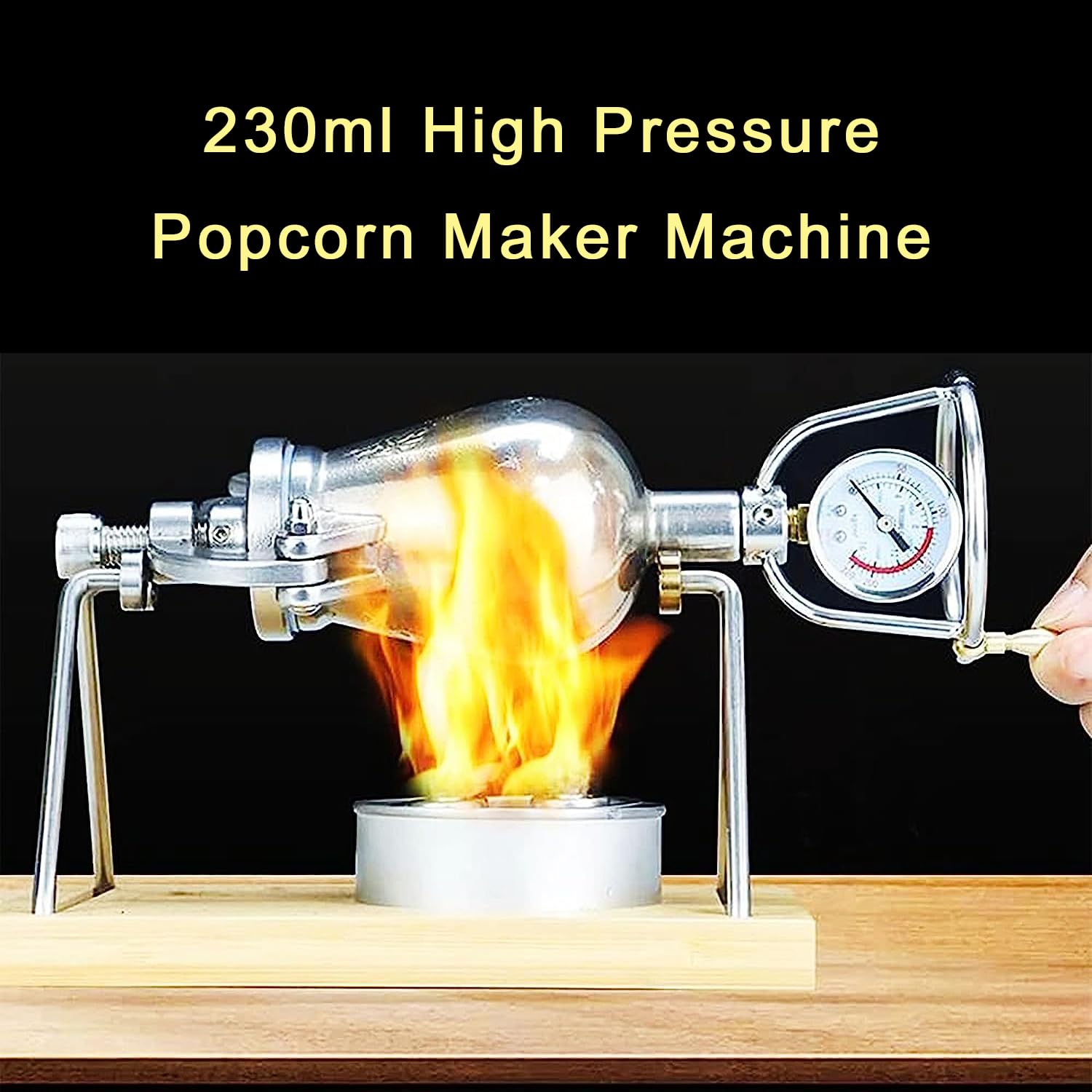 ZZYYZZ Hand Popcorn Machine, Chinese Traditional Old-Fashioned Pop Corn Machine, 304 Stainless Steel Mini Hand Cannon Food Amplifier, Popcorn Pressure Cooker for Family Gathering Party Fun