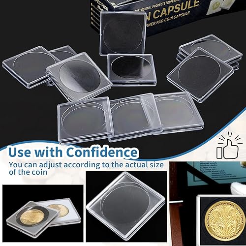 Miniatura 7 de 20 fundas ajustables de acrílico para colección de monedas con esponjas, soporte para monedas, fundas de protección de dólares plateados para