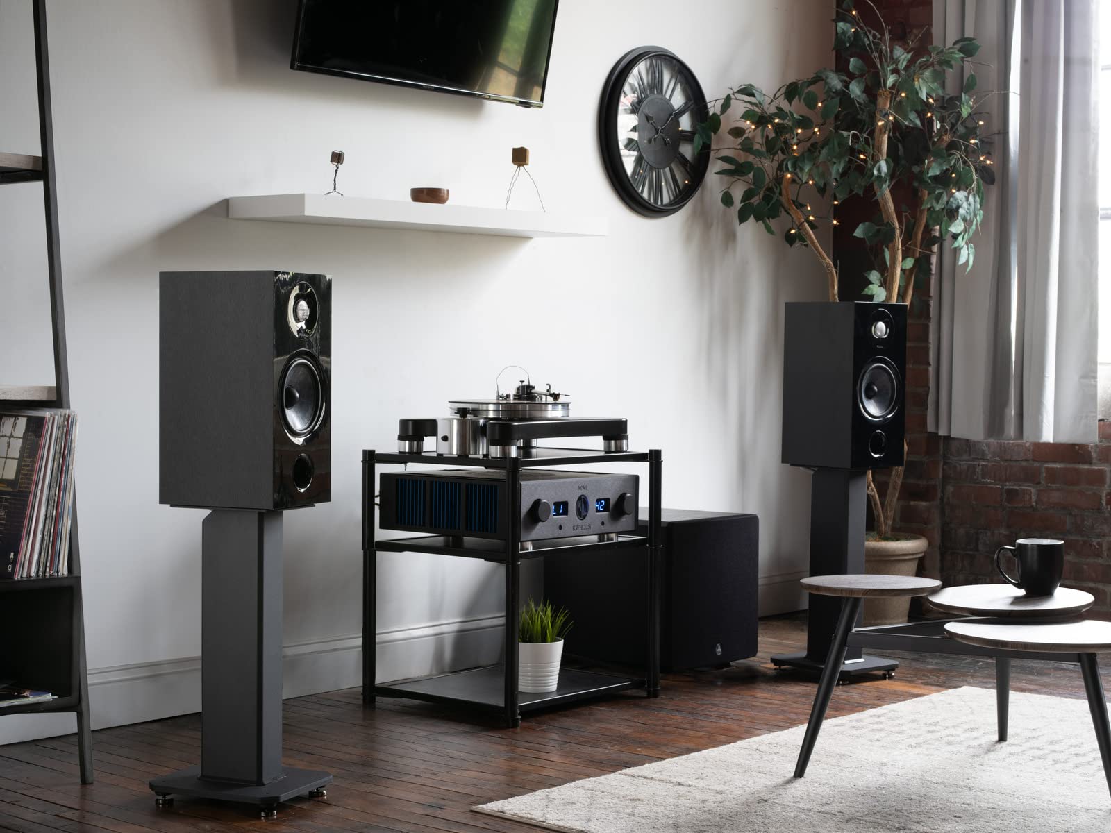 Kanto SX22 Universal Fillable Speaker Floor Stands for Bookshelf Speakers | 22" Tall | Dedicated Cable Channel | Fill Bags Incl. | Pair | Black