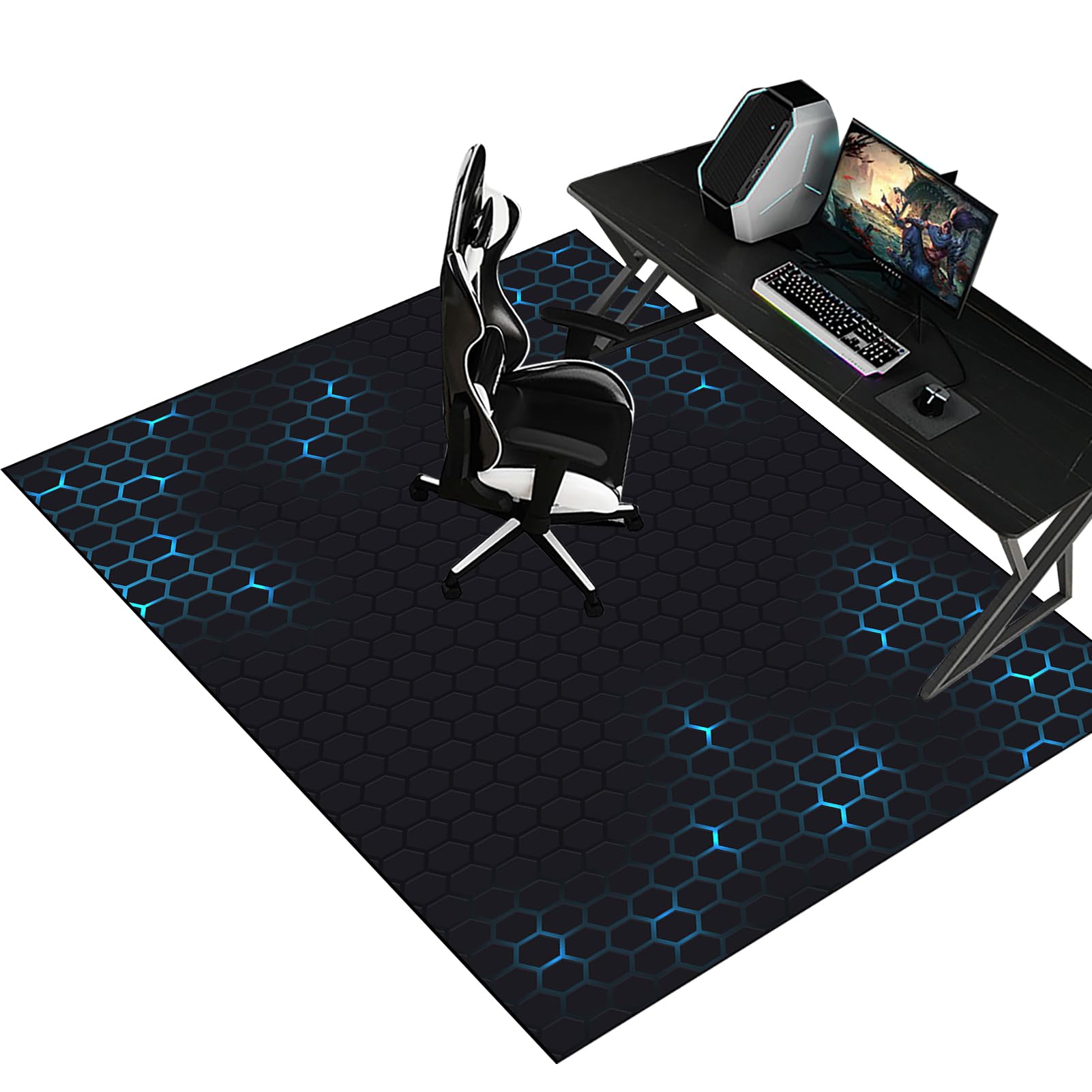 Fzamudng W1-568 90 X 120 Cm Gaming Chair Mat - Office Chair Mat - Non-Slip Rectangle Desk Chair Mat - Floor Protector Mat - Multi-Purpose Chair Mat For Floor Office Desk Hardwood Floors Tile Laminate