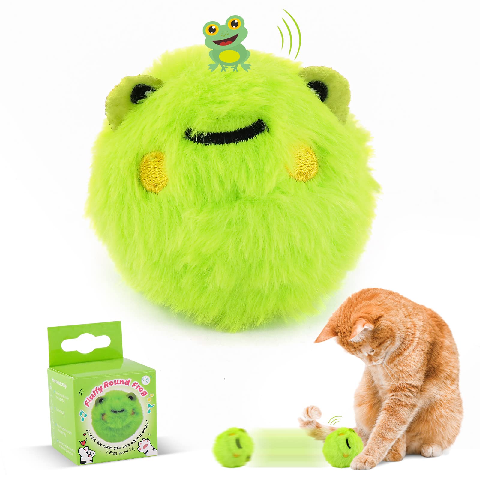 Havenfly Pelotas de Juguetes para Gatos con Hierba Gatera, Bola de Juguetes Gatos Interactivos con Sonidos (Verde)
