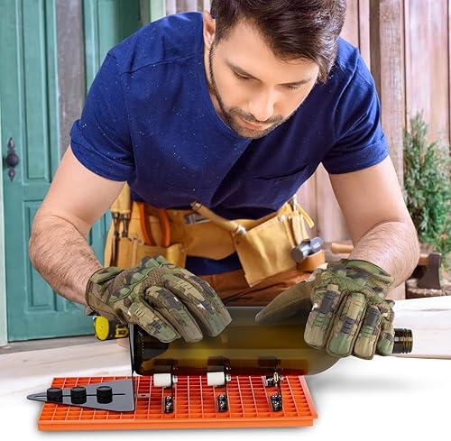 Miniatura 7 de Kit cortador de botellas de vidrio, cortador de vidrio FIXM DIY para botellas con base de rejilla y diseño deflector ajustable, juego completo de