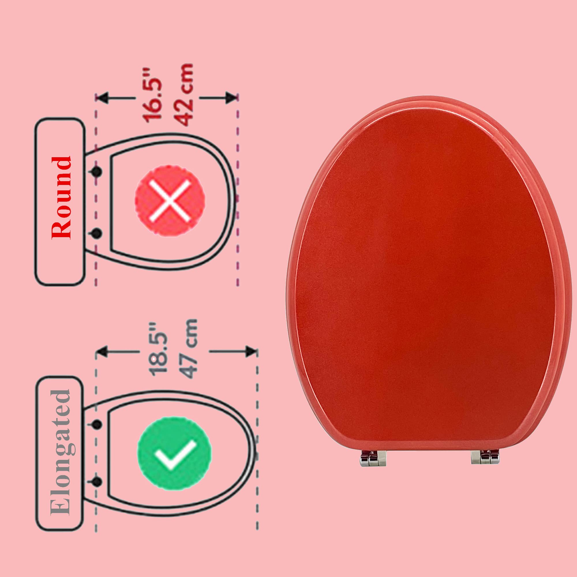 BLOFDE Elongated Toilet Seat Wood Toilet Seat Prevent Shifting