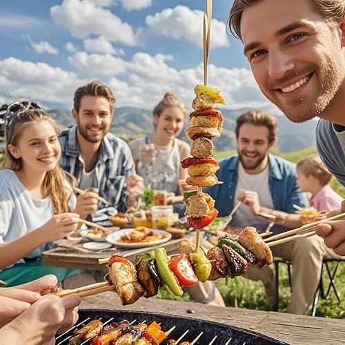 Miniatura 5 de Brochetas de bambú de 8 pulgadas para barbacoa, aperitivo, fruta, cóctel, kebab, kabob, parrilla, fuente de chocolate, cocina, manualidades y
