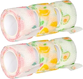 Vet Wrap 6 Rolls Self Adhesive Bandage Non Woven Self Adhesive Bandage Wrap Elastic Self Adherent Cohesive Bandages Breathable Cohesive Bandages for Pet or Human Elbow, Ankle, Sprains, Swelling