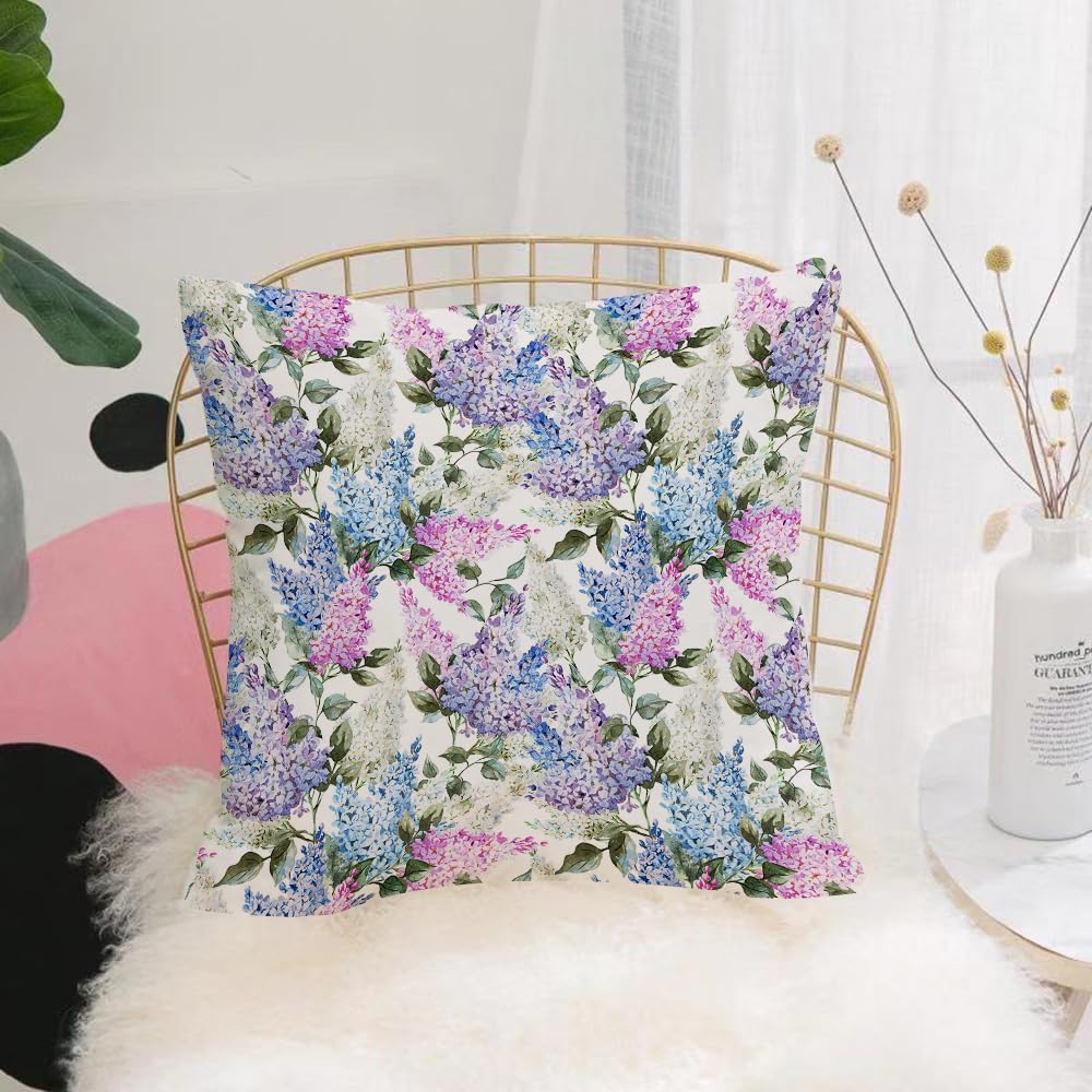 HYMSXW Cushion Cover,Throw Pillow Case Home Decorative for Living Room Bedroom Sofa Chair 20X20 Inch,with bird on branch flowering lilac and colorful butterflies.,Pillowcase 50X50cm