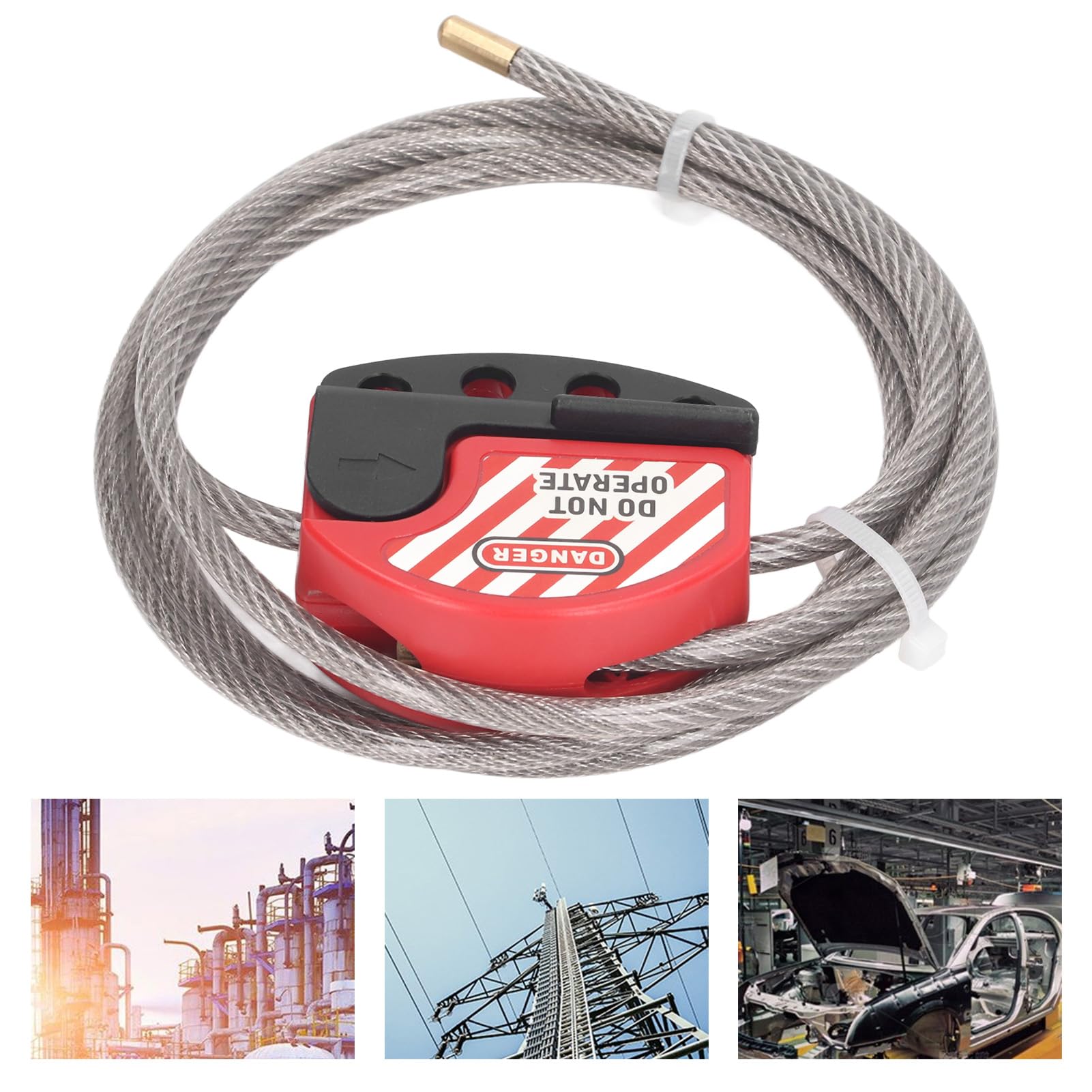 NDNCZDHC Lockout Tagout Cable Lock, 1.8m Adjustable Cable Lock 6mm Cable Diameter 4 Key Hole Stainless Steel Tagout Cable Lock
