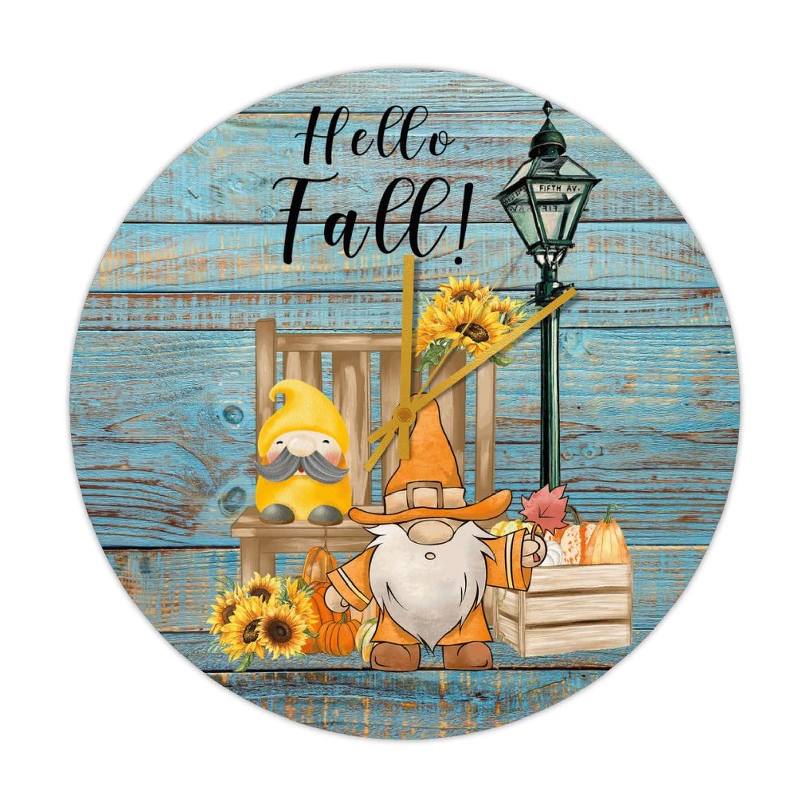 Horloge murale vintage en bois Hello Fall pour une cuisine chaleureuse automnale
