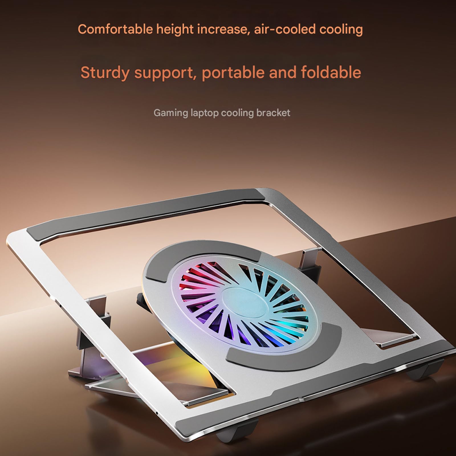 Generico Supporto Portatile Pieghevole per Laptop con Ventola Raffreddamento silenziosa e 5 regolazioni in Altezza per Supporto Laptop in Alluminio per Notebook da 17 Pollici