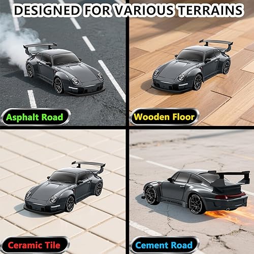 Miniatura 5 de Auto de deriva a control remoto, escala 124 con luces LED, neumáticos de deriva y dos baterías, juguete deportivo de carreras, regalo ideal para