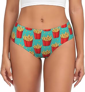 Novastar Womens Underwear Seamless - Cartoon French Fries Print No Show Ladies Underwear Briefs Panty Bikini Panties