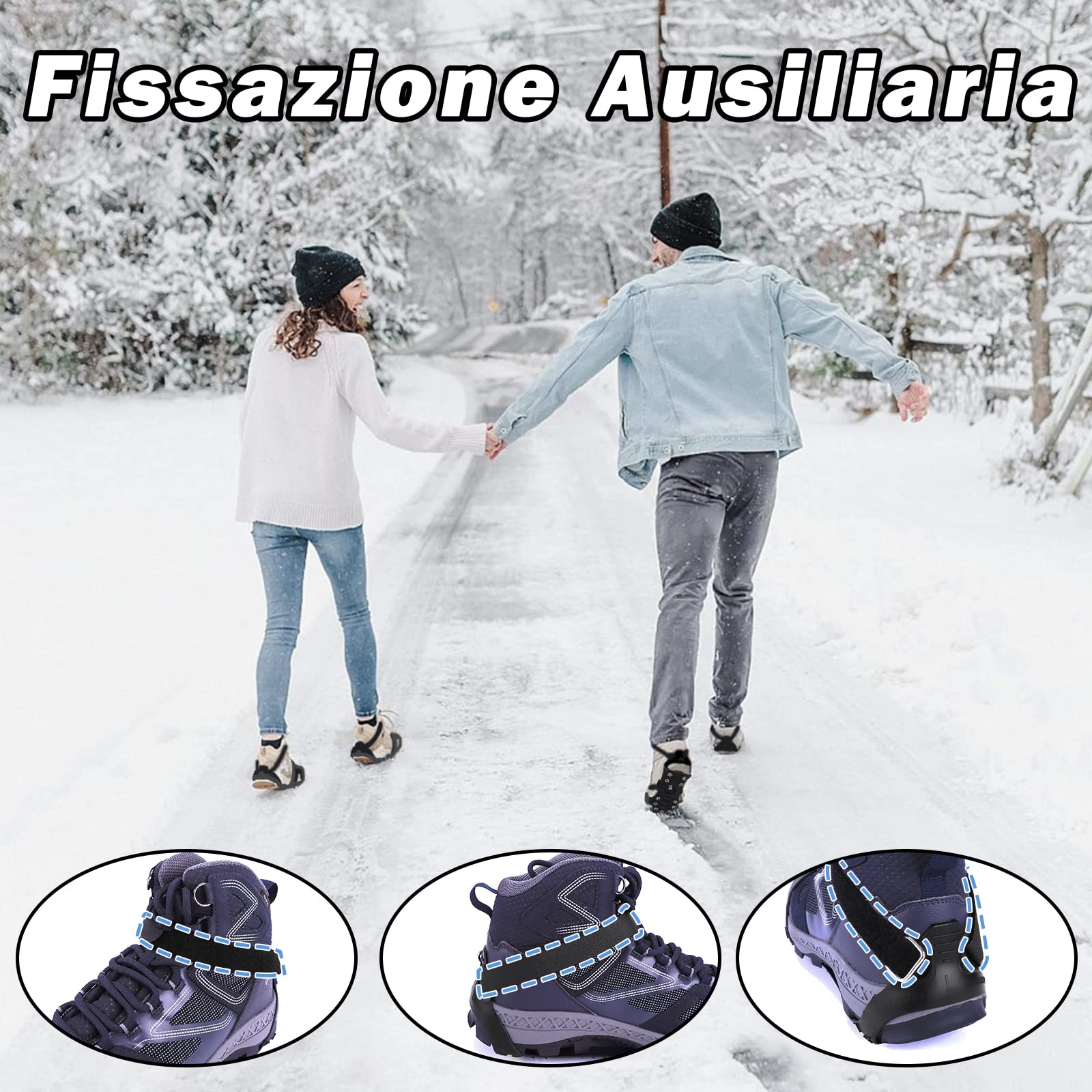 Lechin Ramponi Ice Tacchetti 11 Borchie Neve Ghiaccio Ramponi Tacchetti Spikes Ramponi per Scarponi Trazione Antiscivolo su Scarpe Stivali per passeggiate ed escursioni in inverno