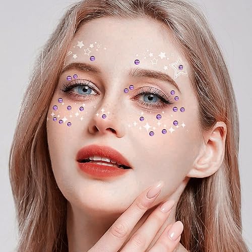 Miniatura 4 de 3090 calcomanías autoadhesivas de diamantes de imitación para el rostro, gemas para el cabello, joyas con purpurina corporal, 4 tamaños, 0.250.23