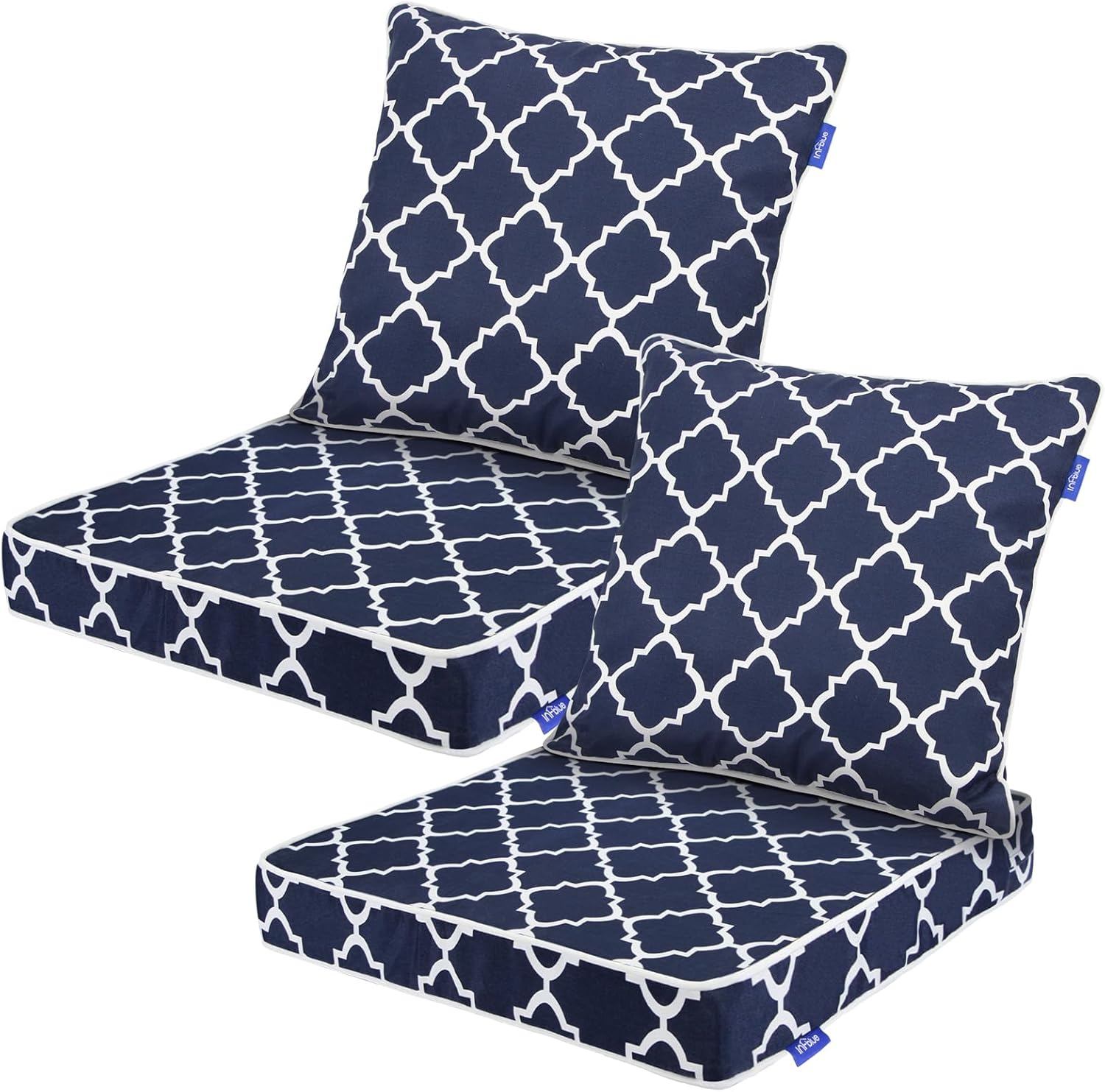 deep seat cushions, outdoor cushions, patio furniture cushions, deep seat & back cushion patio cushions for backyard couch sofa fade resistant (22x24x4 inches 2 sets, blue plaid) 22 x 24 x 4 in -2 sets blue plaid