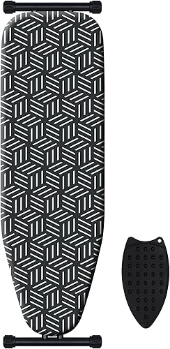 caius Ironing Board, Compact and Space Saver Full Size Ironing Board, Extra Wide Ironing Area with Extra Thick Heavy Duty Padded Cover, Stable