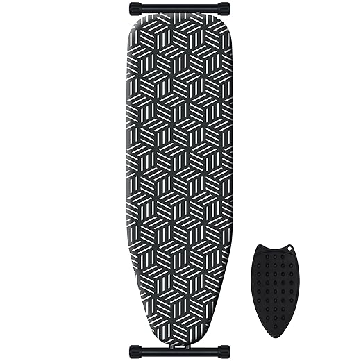 caius Ironing Board, Compact and Space Saver Full Size Ironing Board, Extra Wide Ironing Area with Extra Thick Heavy Duty Padded Cover, Stable Structure, Easy to Fold