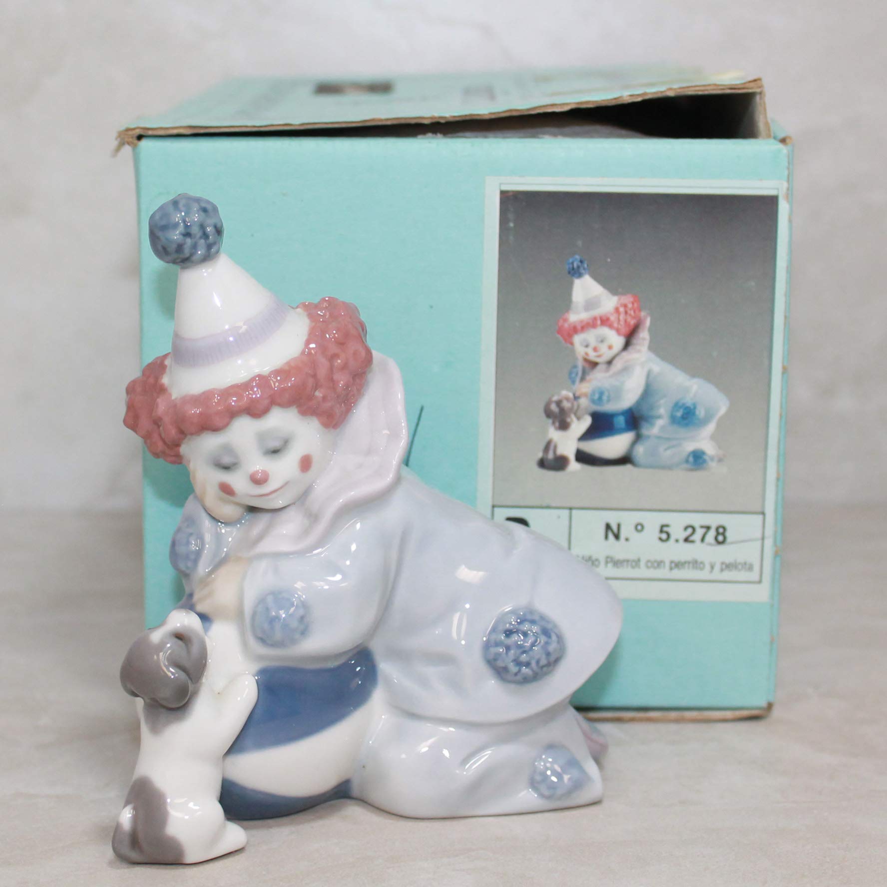 【美品】LLADRO リヤドロ　5278 子犬とボールを持つピエロ　仔犬　ピエロ Amazon.com: Lladro Figurine: 5278 Pierrot w/Puppy & Ball