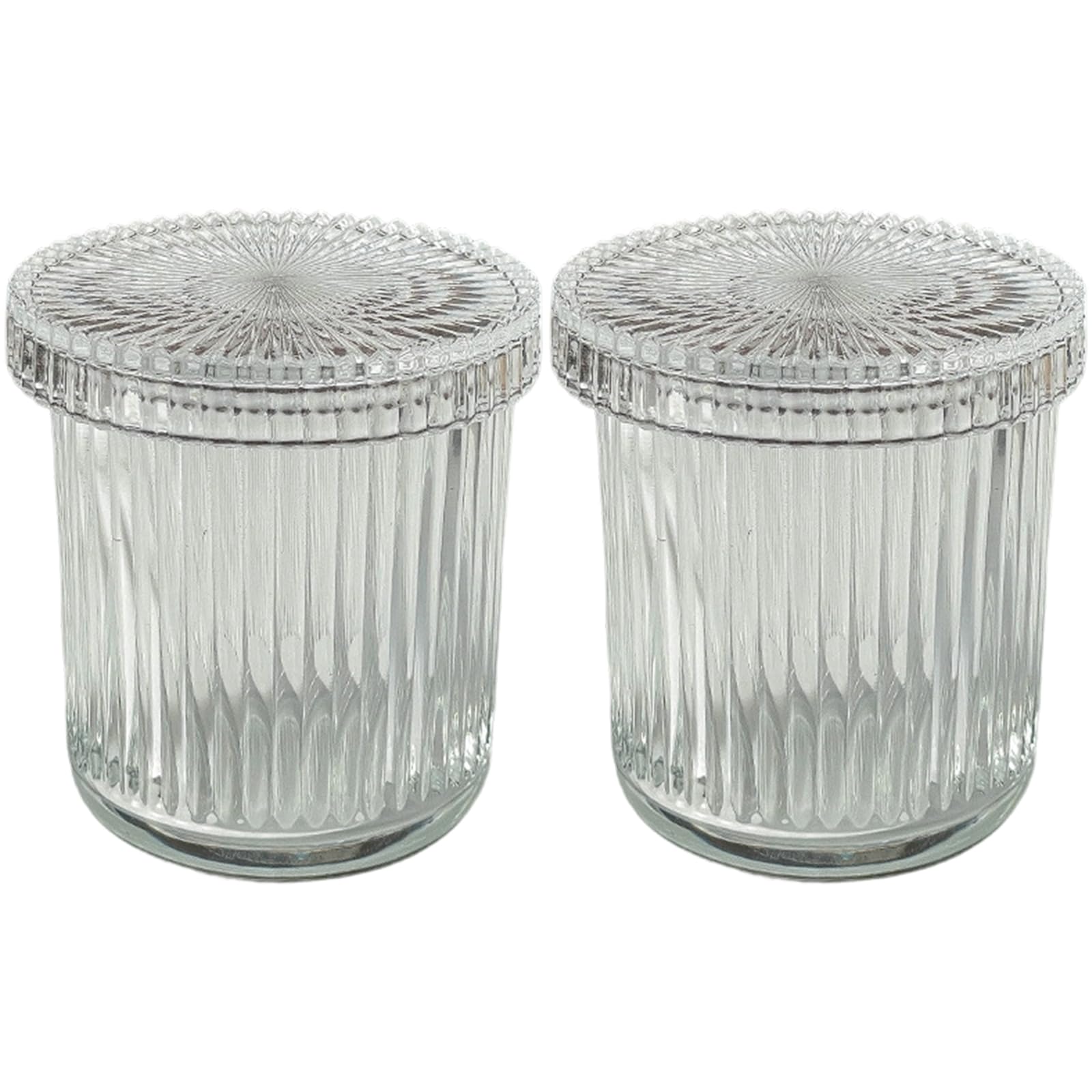HZBB 2 Pieces Clear Glass Swab Organizers Set Hygienic Sealed Container for Vanity Countertop Storage Clear Glass Cosmetic Organizers