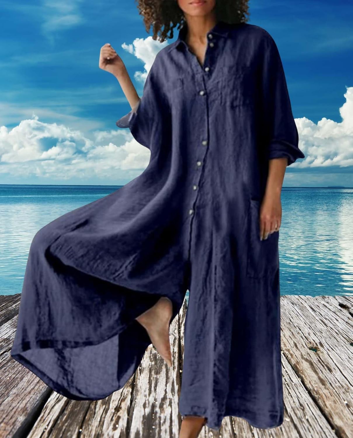 BIVENANT Plus Size Wide Leg Jumpsuits for Women Casual Linen Jump suits for Curvy Women 2024 Sleeveless Oversized Overalls
