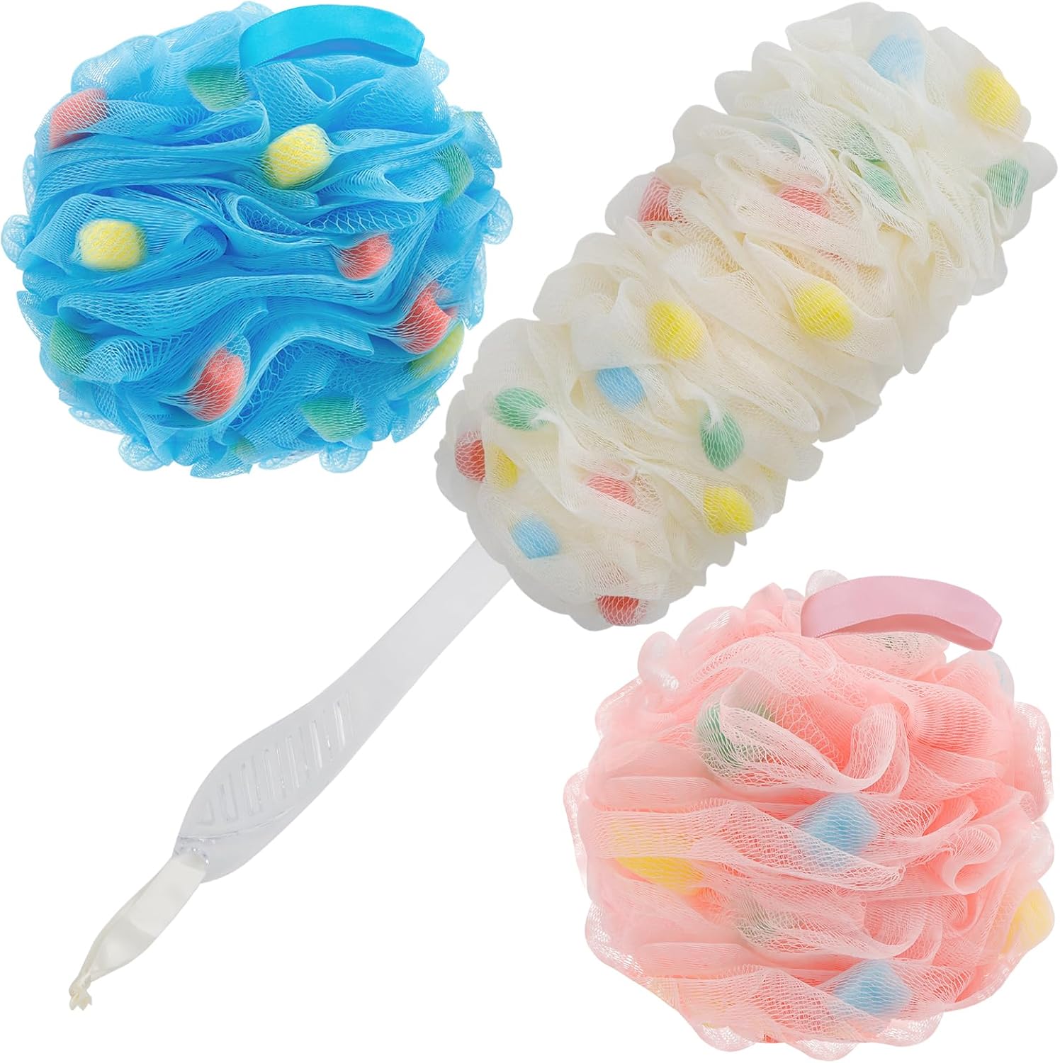 BCKENEY Bath Loofah Sponge Back Brush with Long Handle