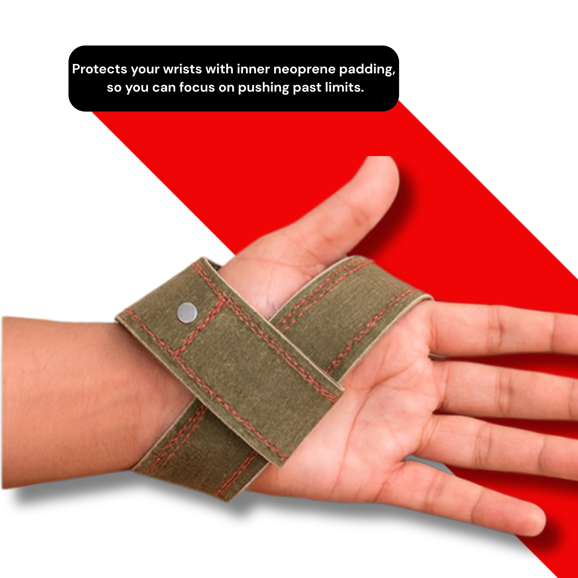 Aurion Premium Leather Lifting Straps | 1.5" Wide, 19" Long Heavy Duty Wrist Straps for Weightlifting, Deadlifts & Bodybuilding | Durable Gym Wrist Support for Men & Women (Olive Green) 4