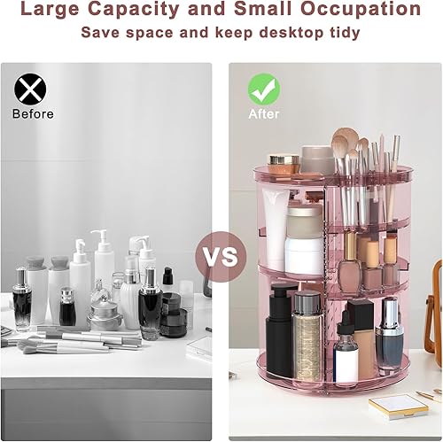 Miniatura 5 de Organizador de maquillaje giratorio, DIY 8 capas ajustables giratorias 360 grados organizadores para el cuidado de la piel, torre carrusel de