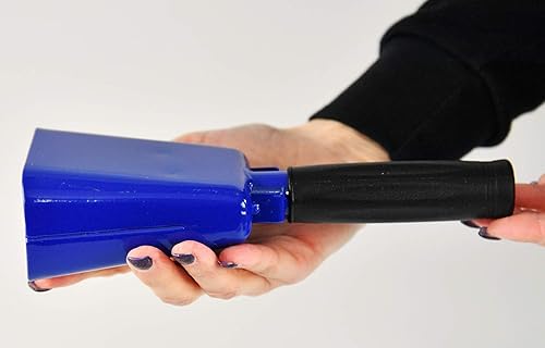 Miniatura 7 de HOME-X Campana de hierro mediana de 8 pulgadas con mango resistente, campana de animación, eventos deportivos, azul, 8 pulgadas de largo x 3