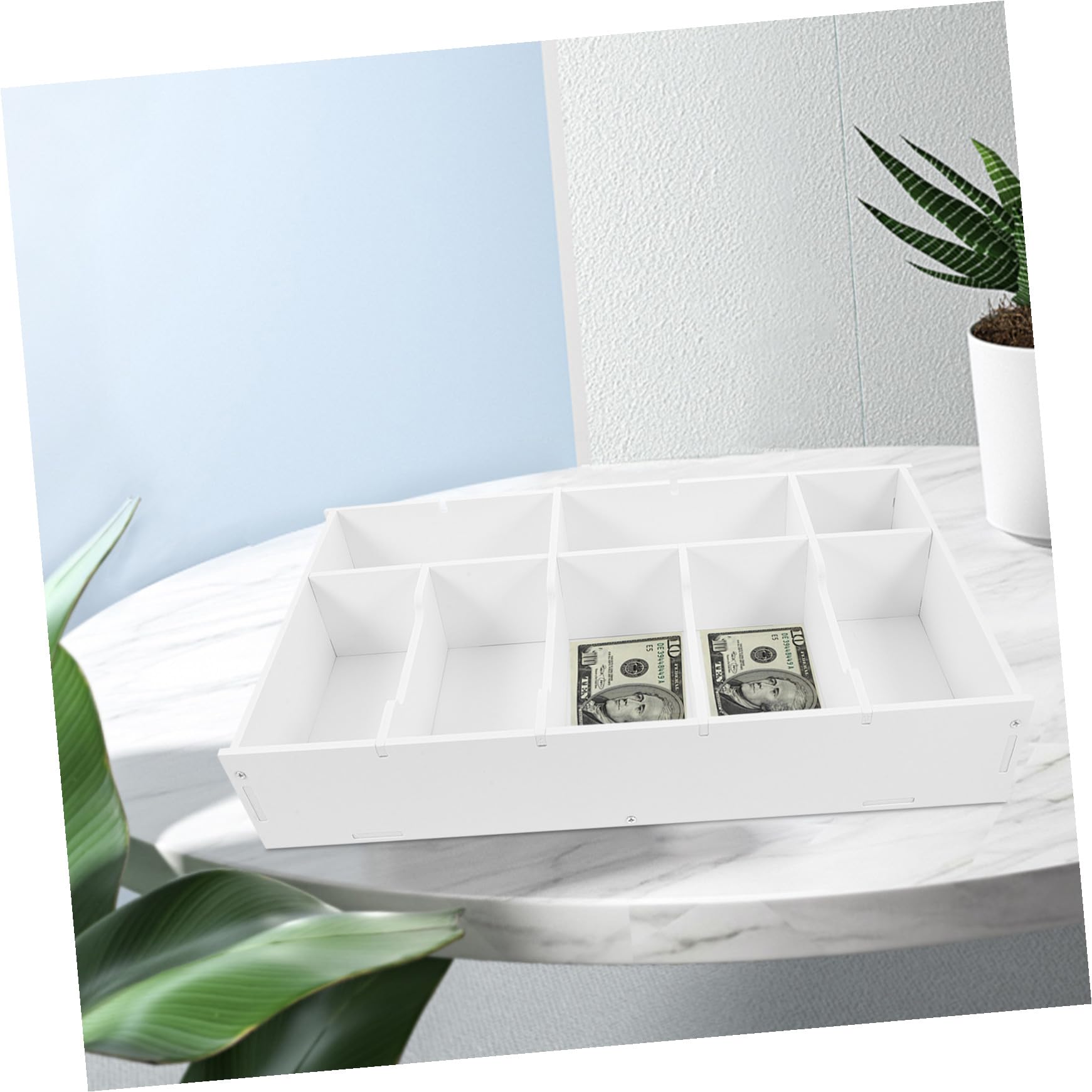 Cabilock Caja de Almacenamiento para Cajón de Clips con Bandeja para Dinero Organizador de Caja para Pequeñas Empresas para Escritorio y Oficina