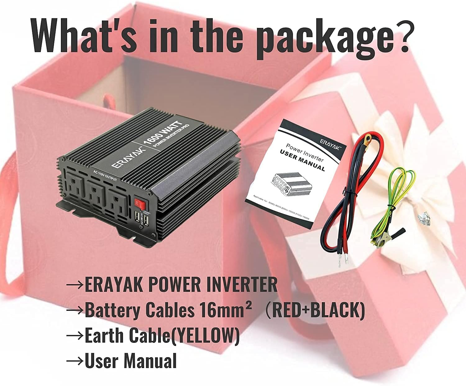 ERAYAK 1000W/1600W Power Inverter 12v to 110v with 3 AC Outlets and Dual 3.1A USB Ports, Inverter for Car Truck RV Solar, Professional-Grade Voltage Converter Modified Sine Wave Inverter : Everything Else