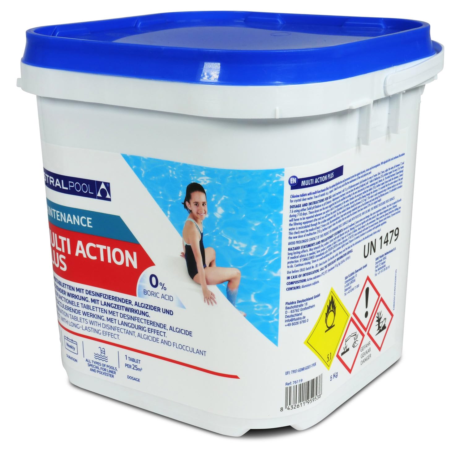 Astral Pool Multi Action Plus 5 kg - Langsam lösliche 250g Chlortabletten für Langzeitdesinfektion & Algenverhütung