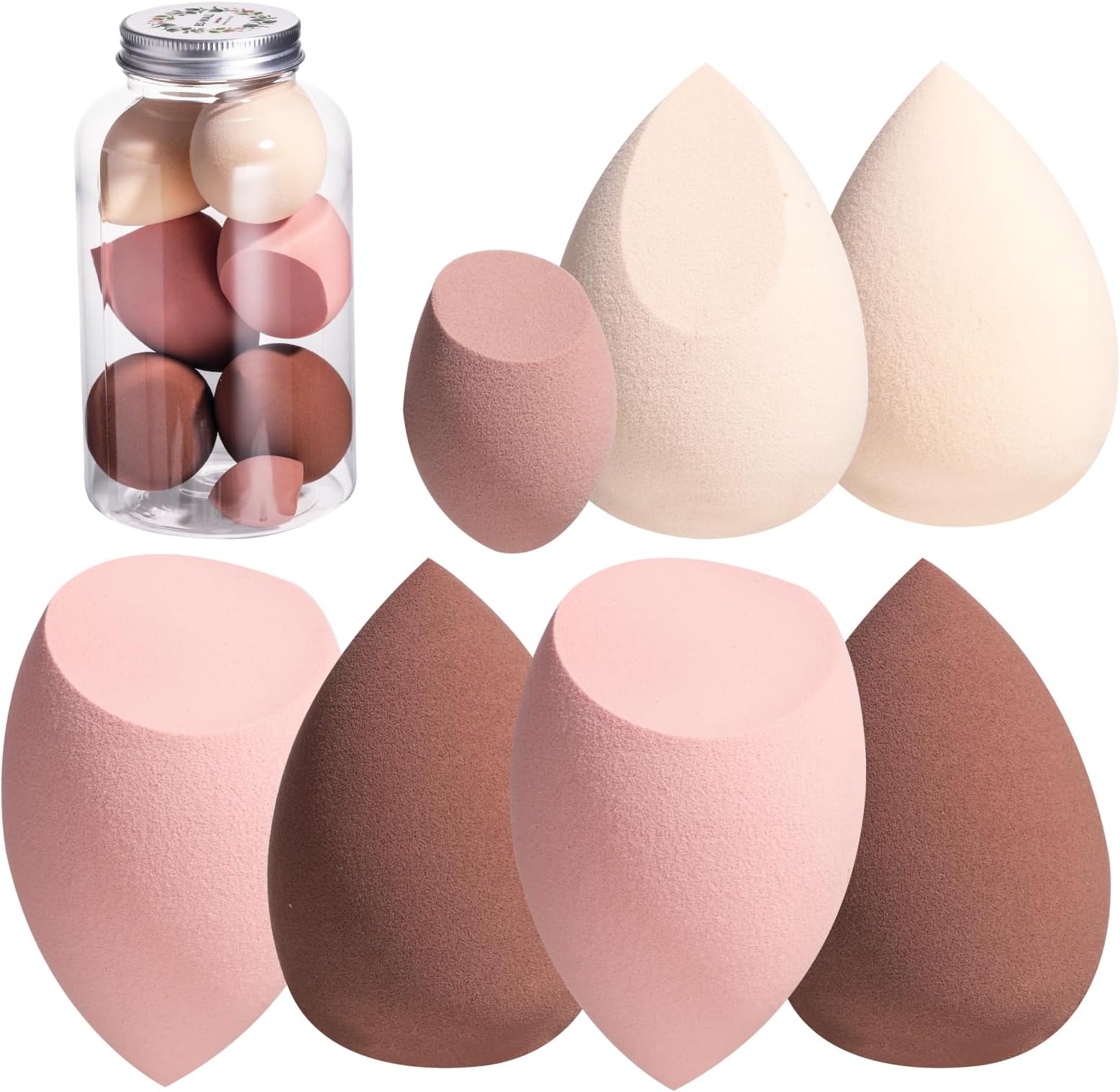 BS-MALL Makeup Sponge Set for Foundation Concealer Brown Color Pack of 7