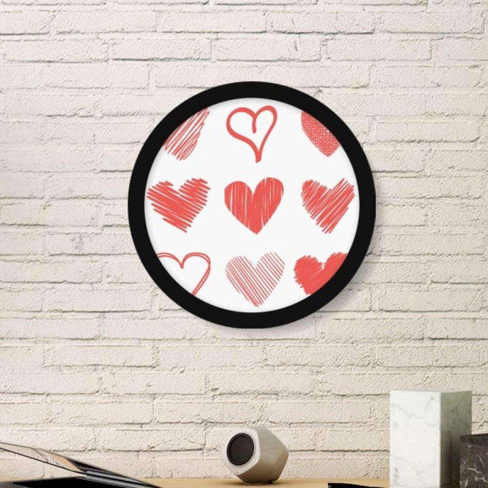 Stickers Muraux Cadre Art Prints Image Ronde Coeurs Rouges pour Decorer sans Percer de Trou Noir