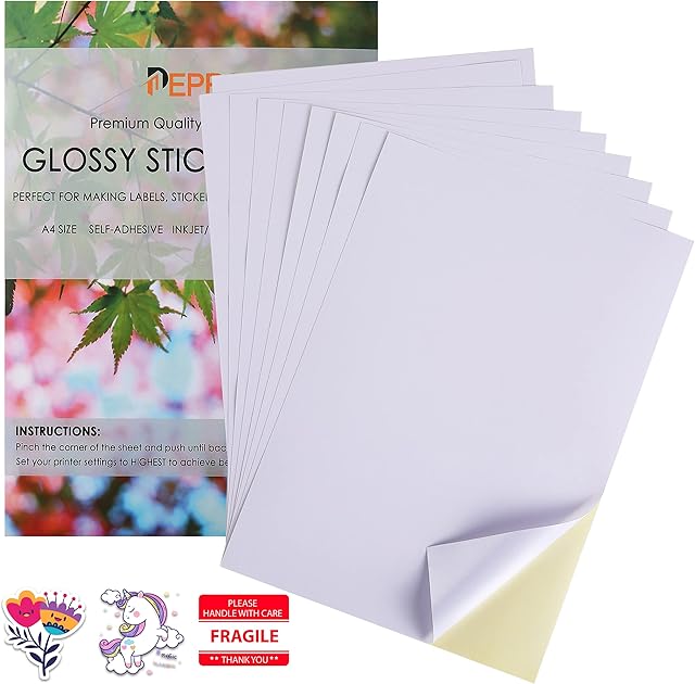PEPRA Sticker Paper for Printer a4 Self Adhesive Label Paper for Photos, Drawing, Arts & Crafts (Pack of 30 Matte)