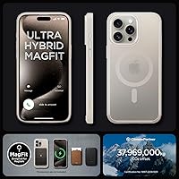 Vista 7 de Spigen Funda para iPhone 15 Pro Max, ultra híbrida MagFit [antiamarilleo] [compatible con Magsafe] - titanio natural escarchado