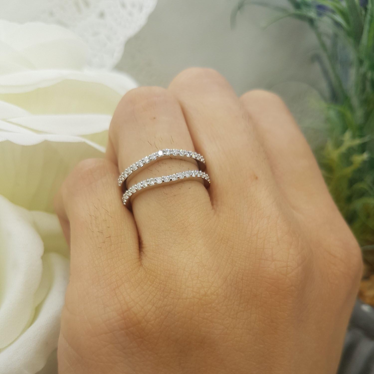 Dazzlingrock Collection Round Gemstone or Natural Diamond Wedding Enhancer Guard Ring for Women in 10K White Real Solid Gold