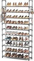 Vista 14 de VTRIN - Zapatero de 10 niveles alto de gran capacidad para 50 pares, estante de zapatos ancho organizador de zapatos robusto para entrada con dos