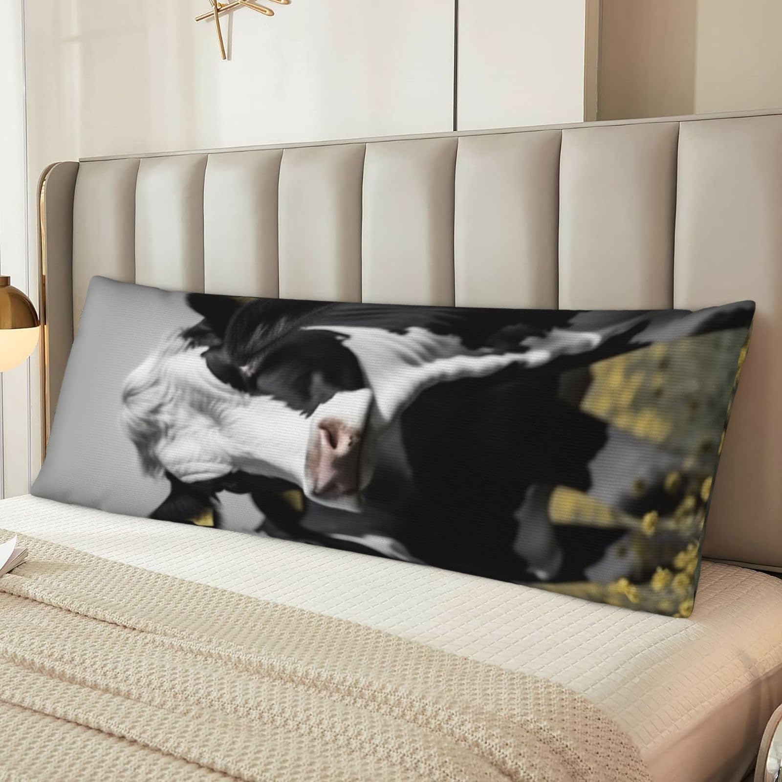 Black White Cows Body Pillow Case Cover, Microfiber Long Pillow Cases, Ultra Soft and Cozy Plush Body Pillowcase Decorative Long Bed Pillow Cover for Sleeping 20x54 Inches