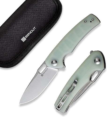 SENCUT Navaja de bolsillo para hombre, cuchillo de tuerca para EDC, cuchillos plegables Vesperon con hoja de 3.35 pulgadas, mango G10 con bloqueo de