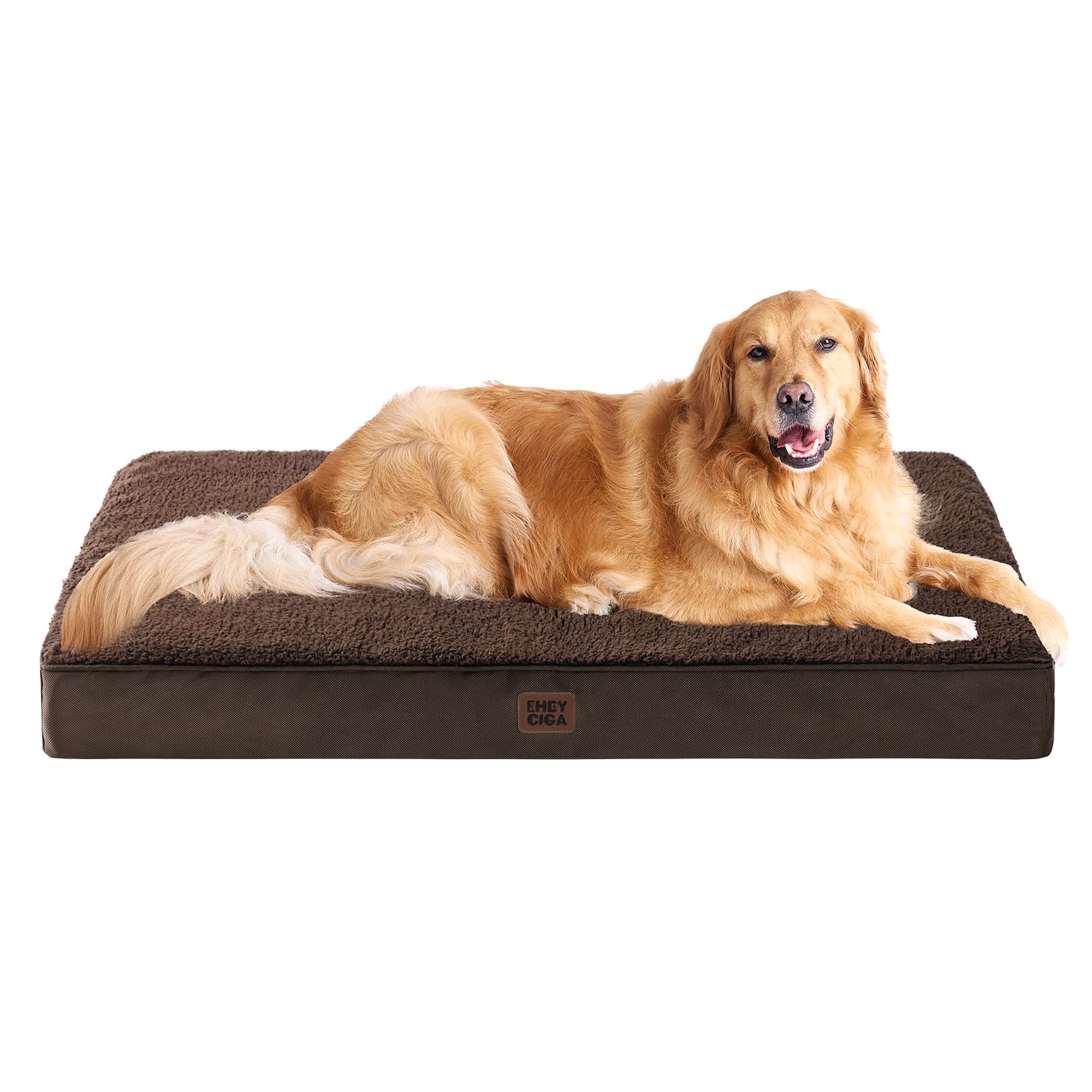 EHEYCIGA Orthopedic Dog Bed Large with Removable Washable Cover, 44IN Brown