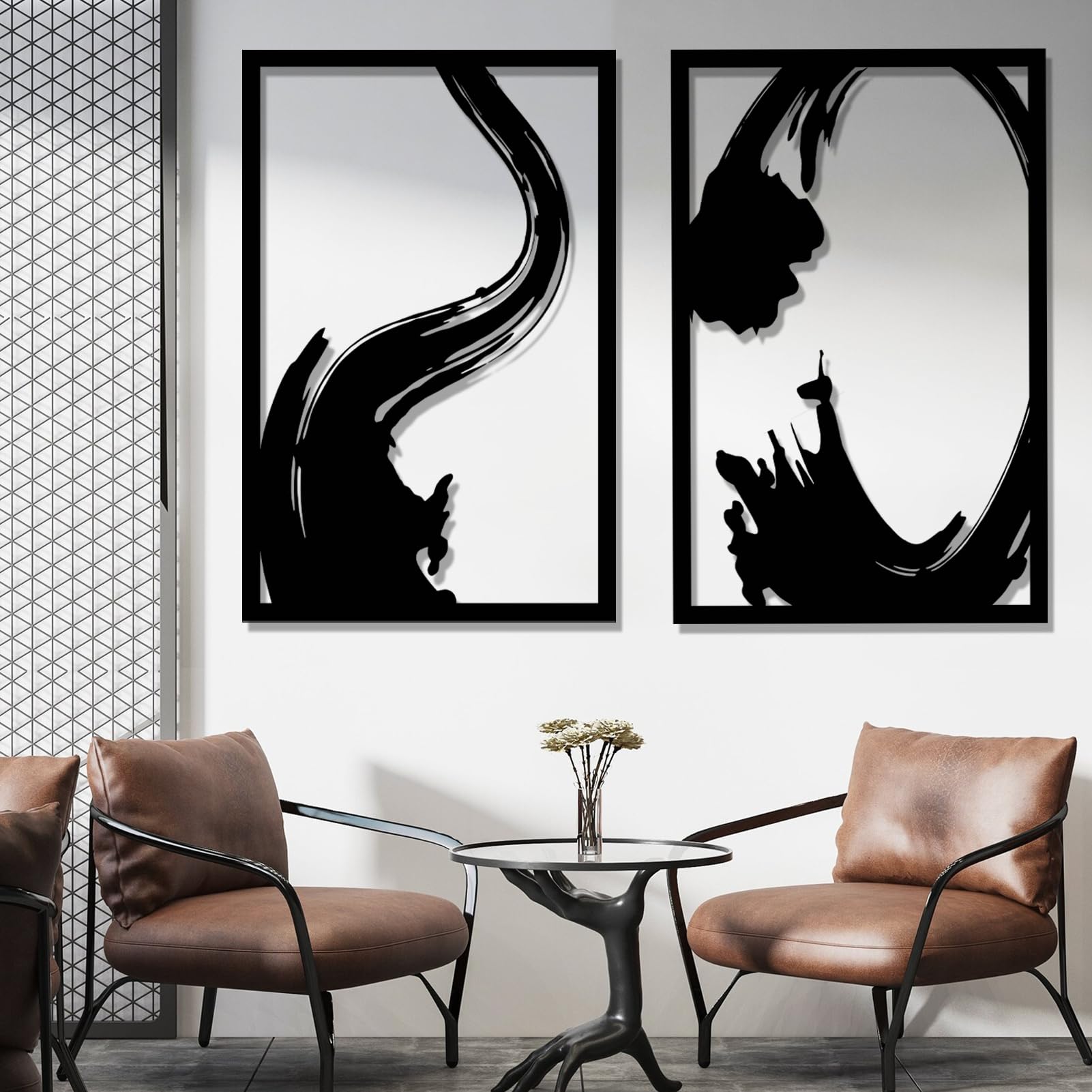 洋書 WALL ELEMENTS ART WALL Amazon.com: 2-Piece Abstract Metal Wall Art, Enso Zen Wall Decor