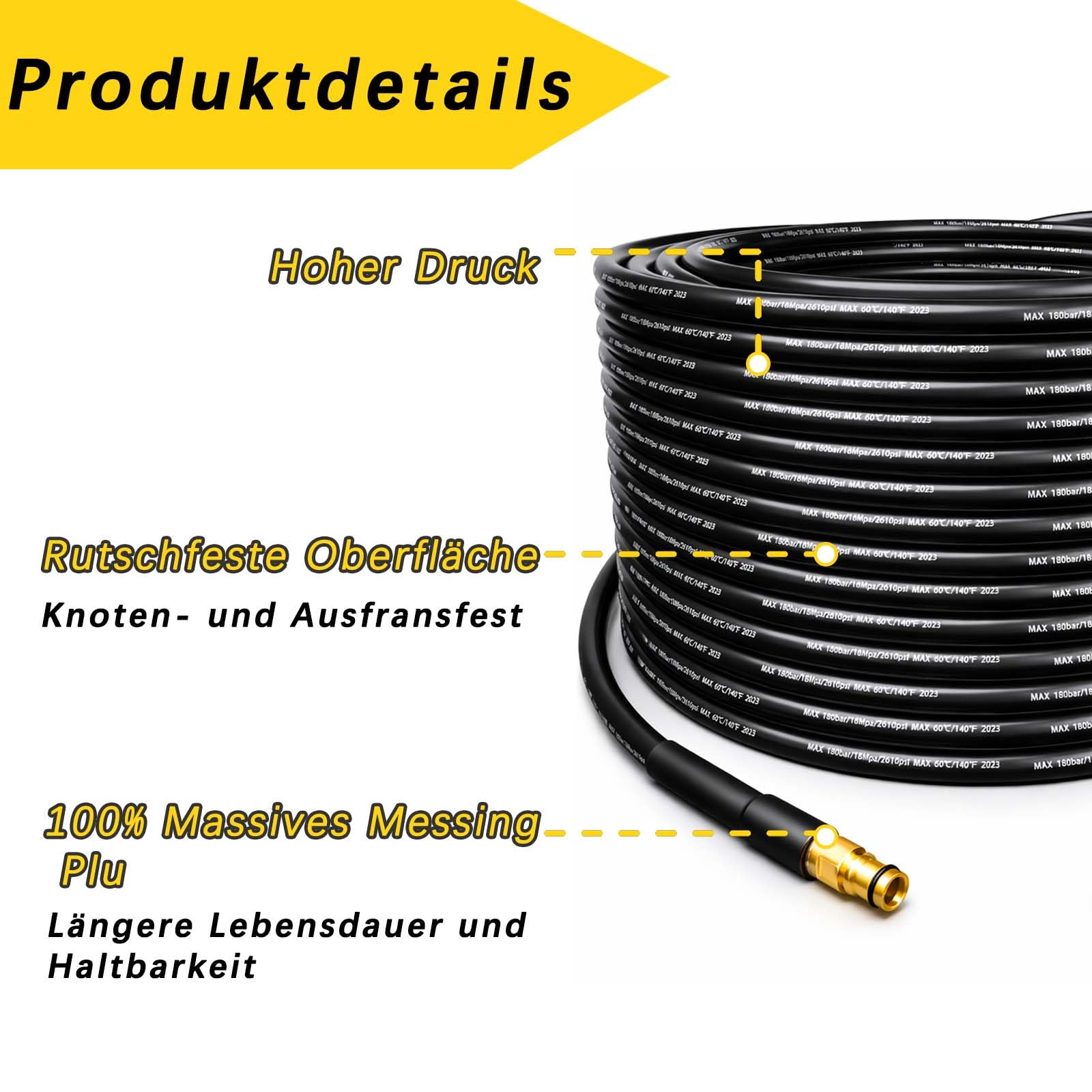 20M Hochdruckschlauch für Kärcher K2 K3 K4 K5 K6 K7, Hochdruckreiniger Schlauch Zubehör mit Click Quick Connect Stecksystem,Hochdruck Verlängerungsschlauch Ersatzteile für Kärcher Hochdruckreiniger