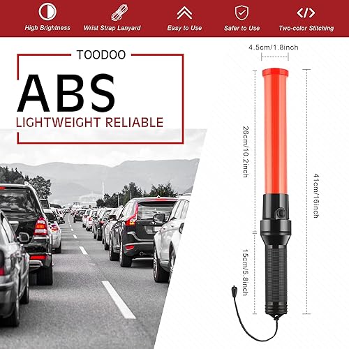 Miniatura 2 de 4 linternas de tráfico de señal roja de 16 pulgadas, linternas de dirección de tráfico, luz estroboscópica de bastón, lámpara de tráfico con 2 modos