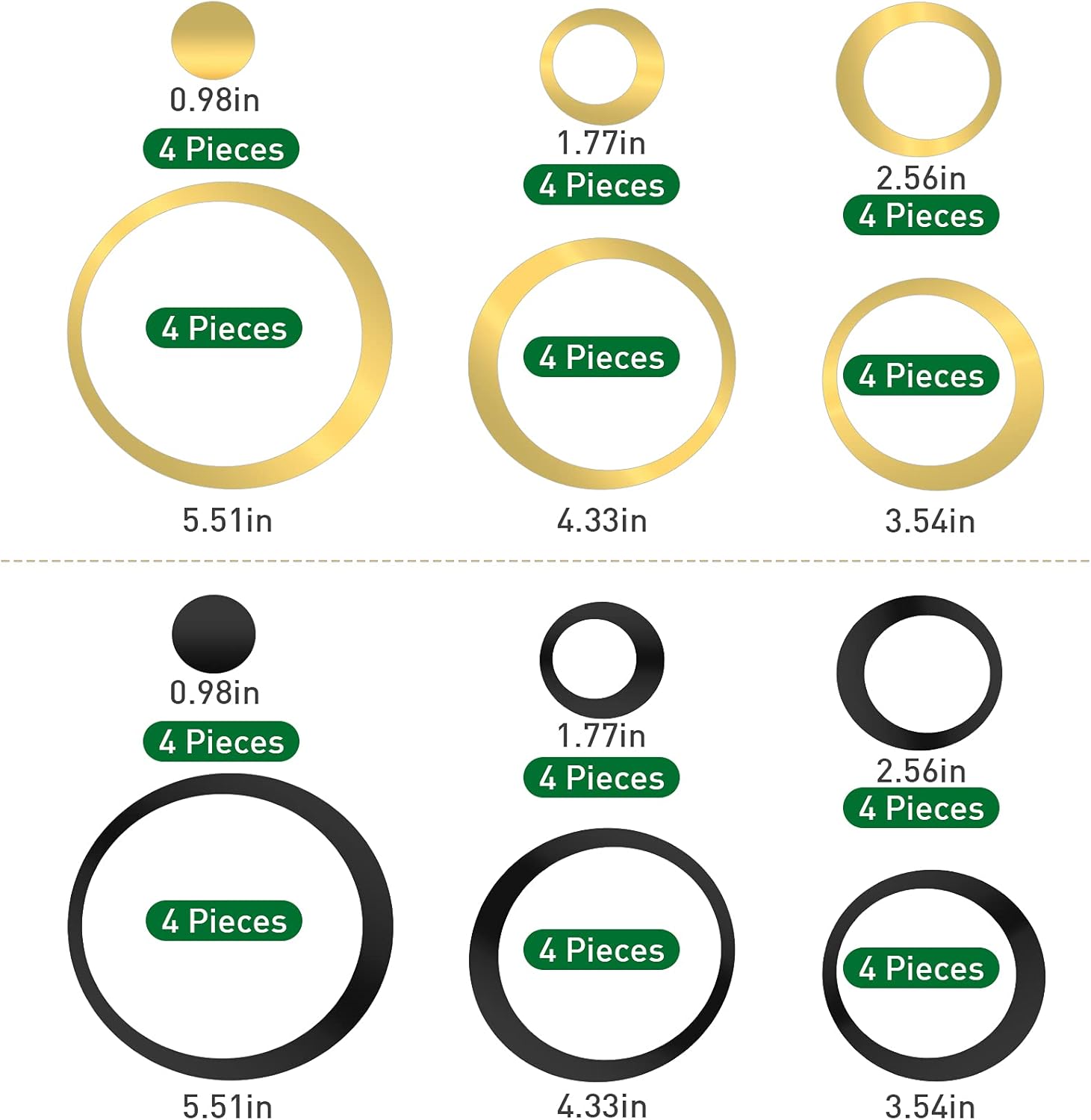 Outus 72 Pieces Acrylic Circle Mirror Wall Sticker Round Wall Decor Decals Removable DIY Adhesive for Living Room Bedroom Home Decoration(Black,Sliver,Gold)
