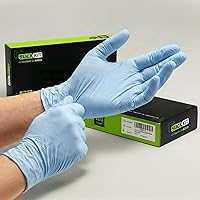 Vista 1 de Guantes desechables de nitrilo para piel sensible, sin polvo, sin látex, hipoalergénicos, con infusión de avena, calmantes e hidratantes