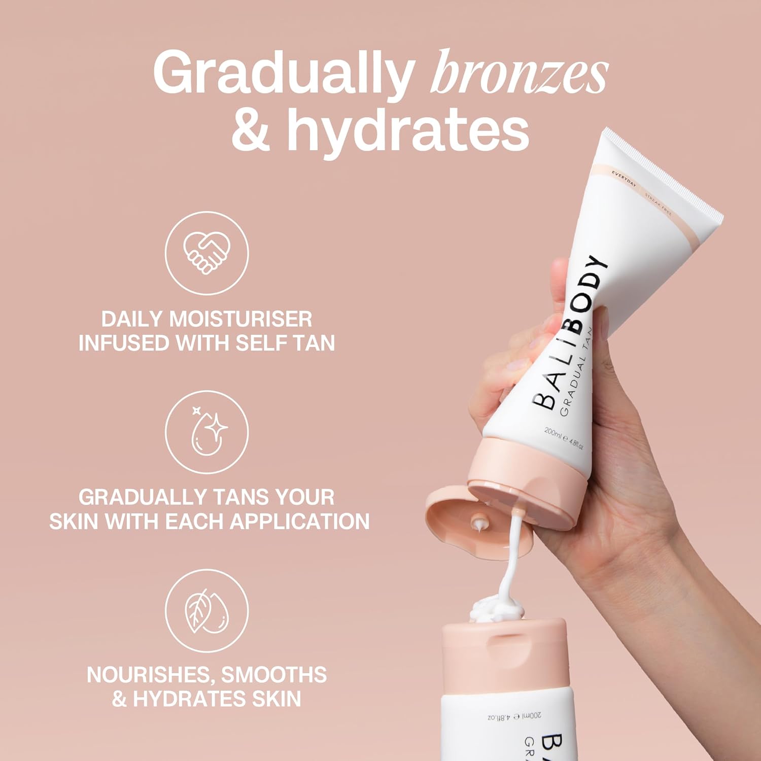 Bali Body Gradual Tan - 2-in-1 Ultra Moisturizing Body Lotion for Women with Extremely Dry Skin, Hydrating Natural Self Tanner, Non-Greasy & Streak-Free Moisturizer, Cruelty-Free (200 ml/6.7 fl oz) - Image 5