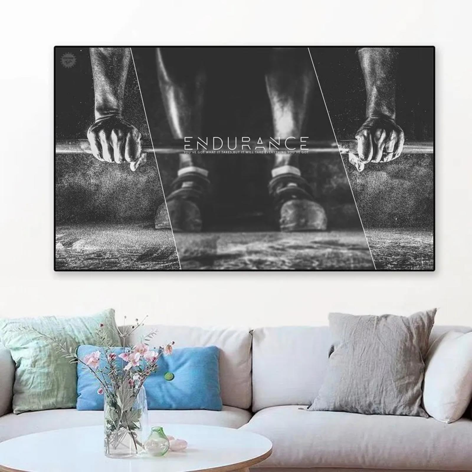 LMAIWANG Póster deportivo motivacional de fitness con mancuernas para decoración de gimnasio, lienzo de calistenia muscular, 80 x 160 cm, sin marco