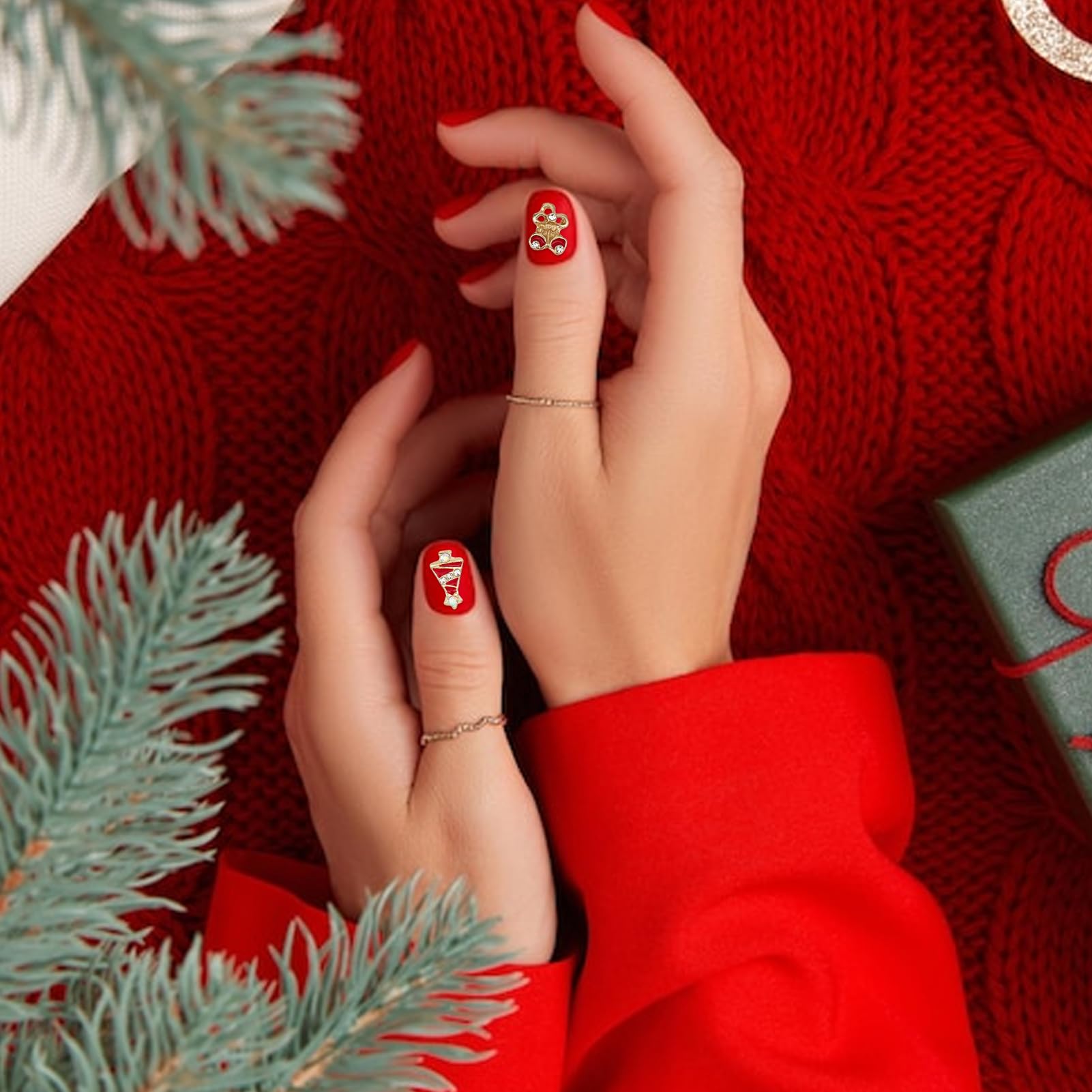 NICENEEDED 60 Pcs Christmas Nail Charms, Santa Claus Snowman Snowflake Nail Art Decorations - Image 3