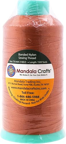 Miniatura 258 de Mandala Crafts Hilos de coser resistentes de nailon consolidado, hilo para tejer jeans de cuero, hilos de tapicería marina al aire libre, Beige