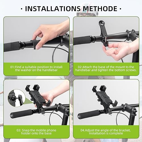 Miniatura 8 de ROCKBROS Soporte de teléfono para bicicleta, soporte universal para teléfono para bicicleta, motocicleta, 4.5-7.2 pulgadas (blanco)