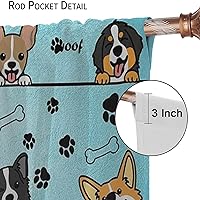 Vista 141 de Cortinas opacas con estampado de patas de perro, estampado de patas de perro y huesos, tratamiento de ventana, cortinas con aislamiento térmico